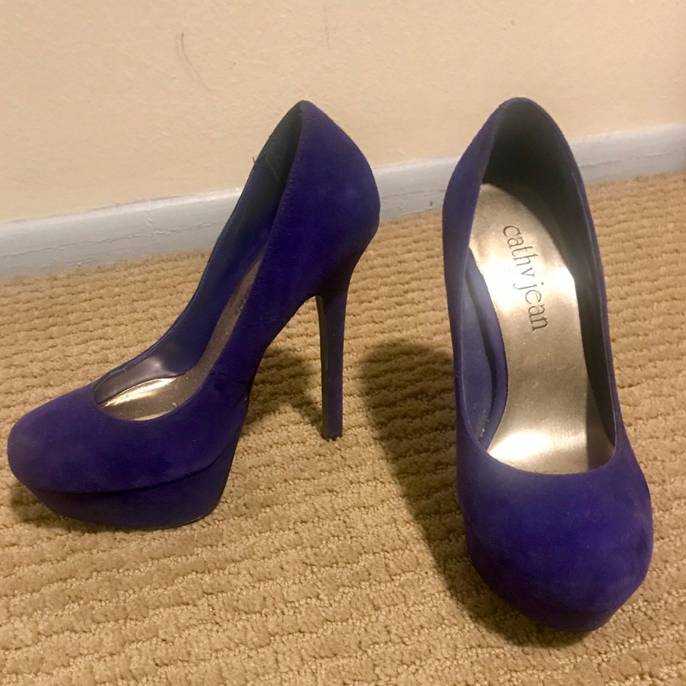 Blue suede stilletos